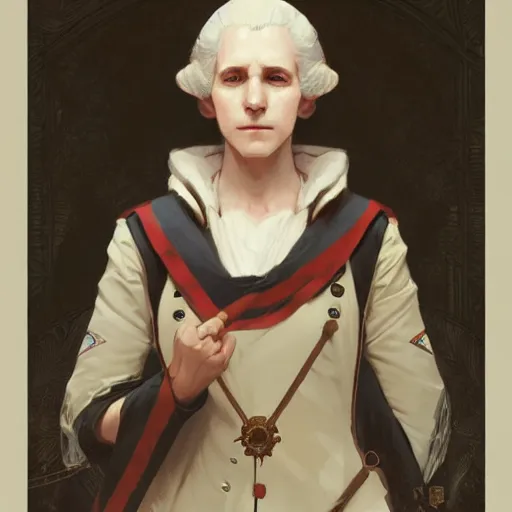 Image similar to symmetry!! portrait of george washington as girl by krenz cushart and mucha and akihito yoshida and greg rutkowski, nier : automata inspired,