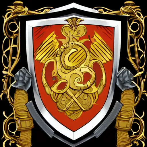 Image similar to coat of arms on a shield, vector art, brian froud