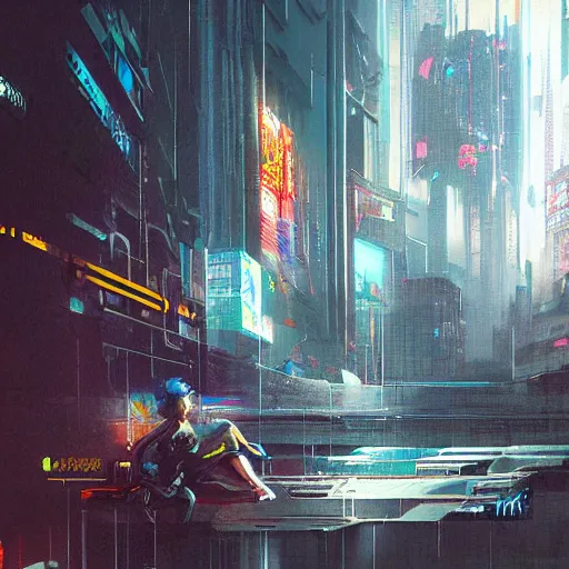 Image similar to the cyberpunk sci - fi art of mario feng