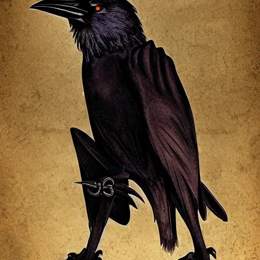 Image similar to a crow that is a corvid fighter monk, dungeons and dragon, portrait