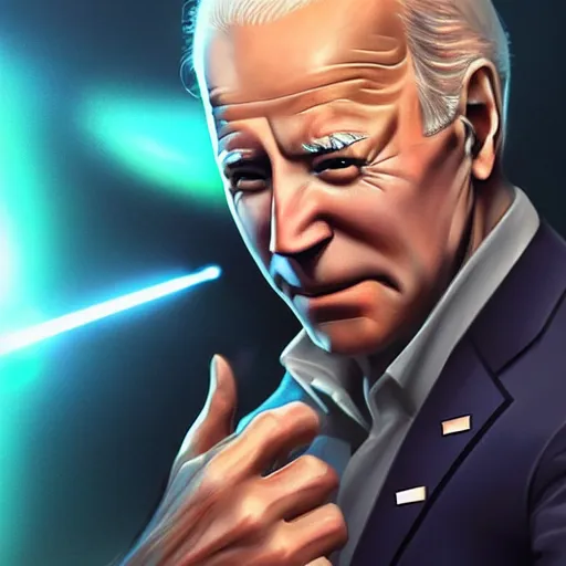 Prompt: joe biden shooting lasers from his eyes, artstation, detailed