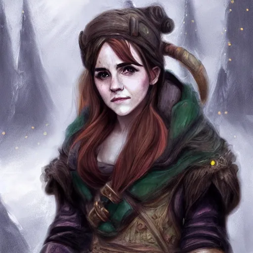 Prompt: a fantasy dwarf that looks like emma watson, fan art