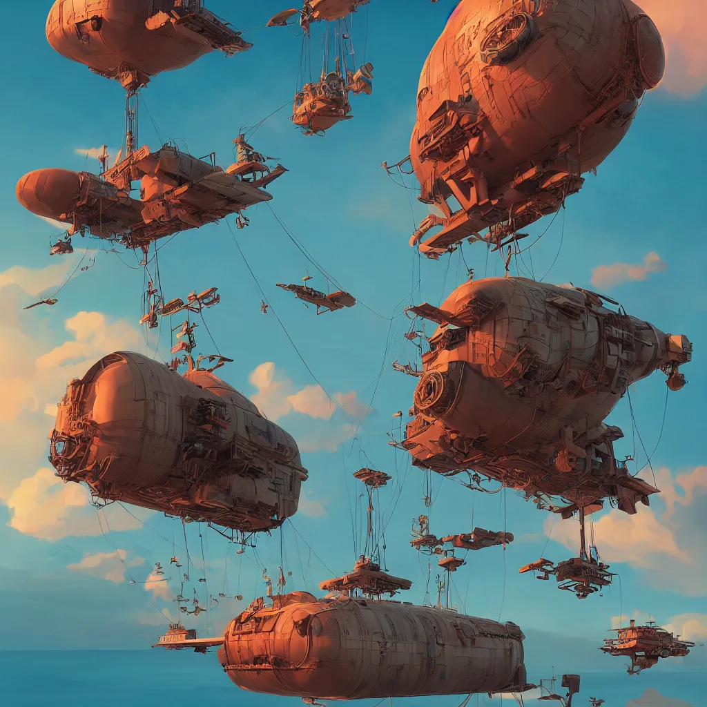 Prompt: a retro magazine cover of a steampunk airship flying over a crimson ocean at sunset by tomer hanuka and beeple and feng zhu and brian maebius and brian rigney, filmic, dramatic composition, rule of thirds, simple, epic, masterpiece, global illumination, vray