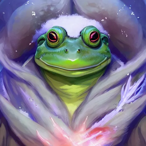 Image similar to anime portrait of a frog as a shaman yedi using dark force to eliminate trump as an anime antagonist by Stanley Artgerm Lau, WLOP, Rossdraws, James Jean, Andrei Riabovitchev, Marc Simonetti, and Sakimichan, trending on artstation