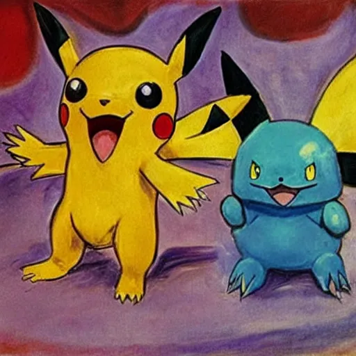 Prompt: Pokémon painting by Edvard Munch