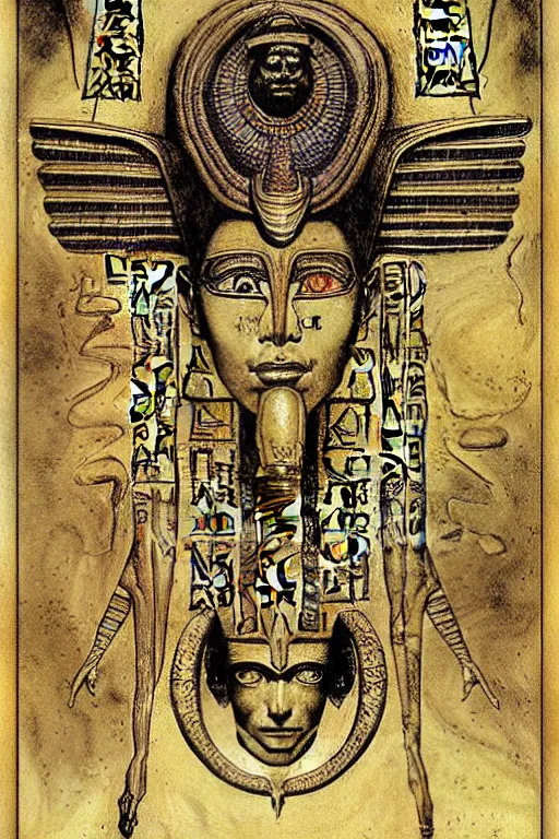 Image similar to occult diagram of mayan and egyptian art by wayne barlowe, gustav moreau, goward,  Gaston Bussiere and roberto ferri, santiago caruso, and austin osman spare, ((((occult art))))