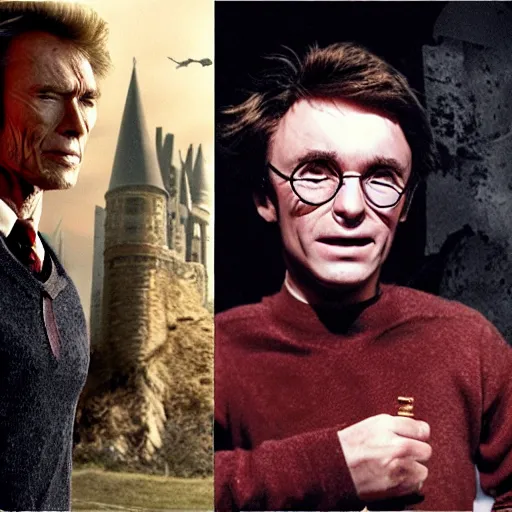 Image similar to Clint Eastwood as Harry Potter