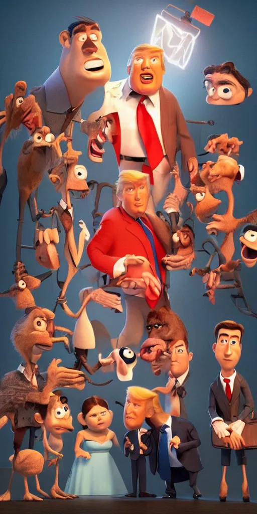 A pixar movie about donald trump vivid dark and stable diffusion