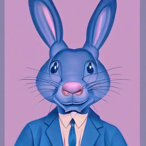 Image similar to A extremely highly detailed majestic hi-res beautiful, highly detailed portrait of a scary terrifying cartoon rabbit in the style of 1960's Walt Disney animations