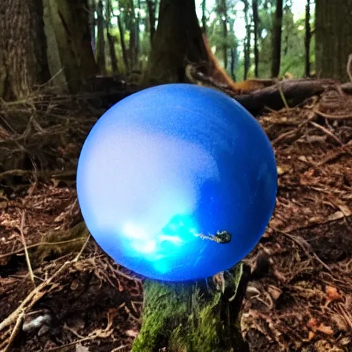 Prompt: what is this glowing blue orb i found in the woods at the park?