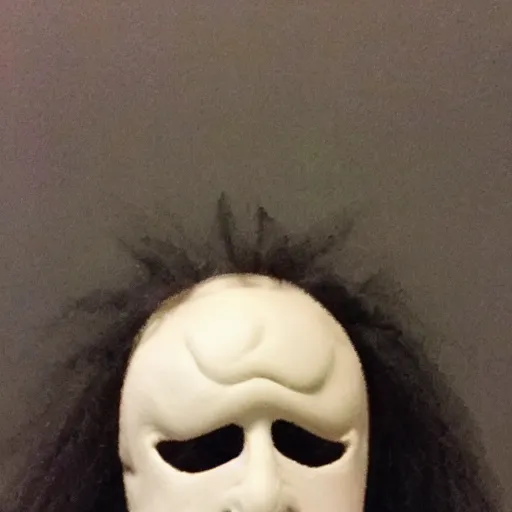 Image similar to grainy photo of a creepy halloween mask