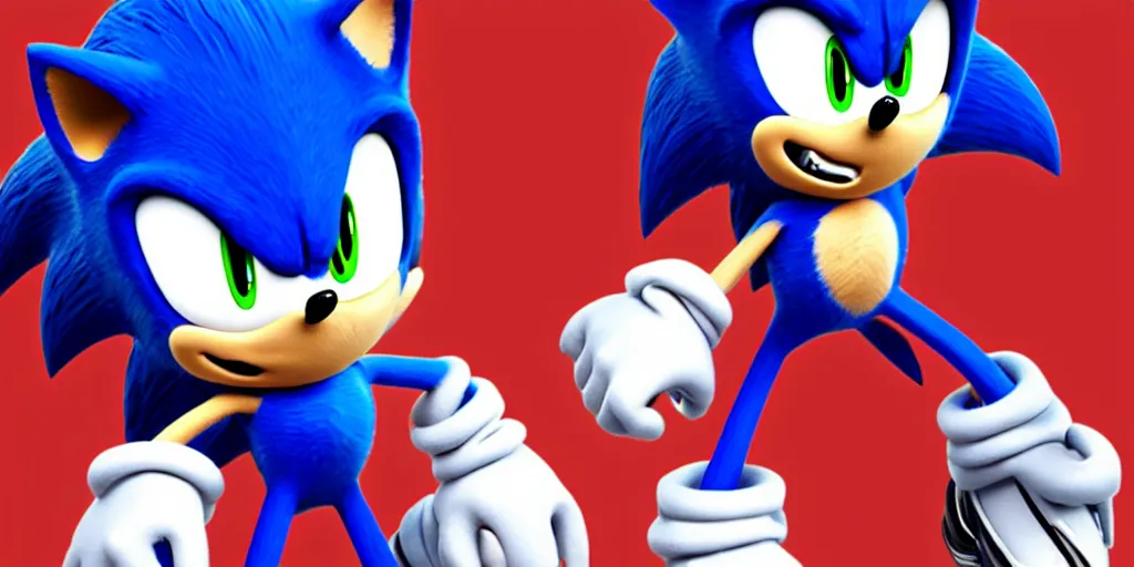 Prompt: a 3 d rendering of sonic the hedgehog