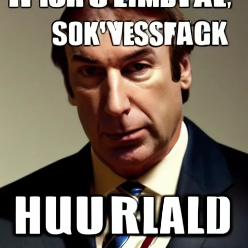 Prompt: dank meme depicting Saul Goodman, +4000 rating, high detail, reddit, instagram, 9gag, trending, popular, 8k resolution