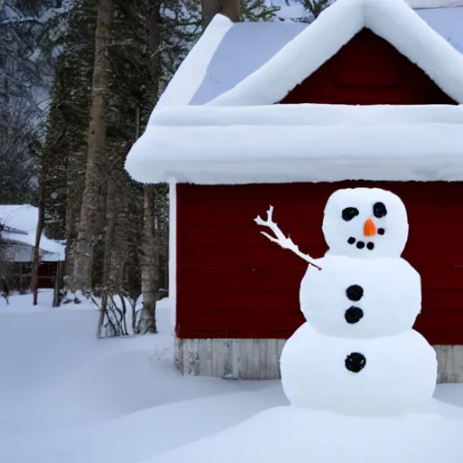 Image similar to a snowman eating a house