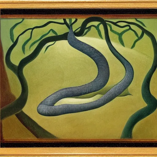 Image similar to cambrian, soft shadow by henri rousseau, by karen wallis dismal, tired. a beautiful sculpture of a snake eating its own tail that seems to go on forever.