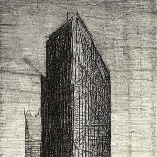 Prompt: Sketch of tall skyscraper by Leonardo Da Vinci