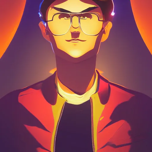 Image similar to face icon stylized minimalist the new adventures of johnny quest, loftis, cory behance hd by jesper ejsing, by rhads, makoto shinkai and lois van baarle, ilya kuvshinov, rossdraws global illumination