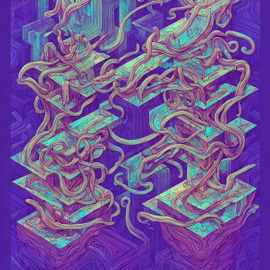 Image similar to arcane twisted turn of fate abstraction, centered award winning ink pen illustration, isometric abstract illustration by dan mumford, edited by craola, technical drawing by beeple and tooth wu, tiny details by artgerm and watercolor girl, symmetrically isometrically centered