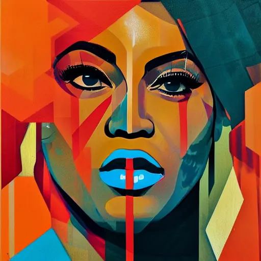Prompt: Beyonce profile picture by Sachin Teng, asymmetrical, Organic Painting , Matte Painting, geometric shapes, hard edges, graffiti, street art:2 by Sachin Teng:4