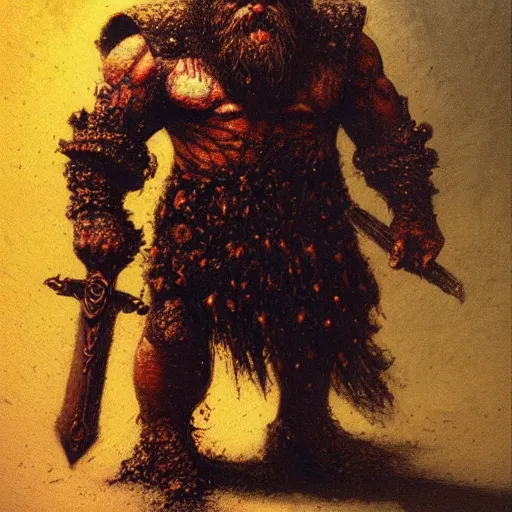 Prompt: warhammer dwarf slayer concept art, beksinski