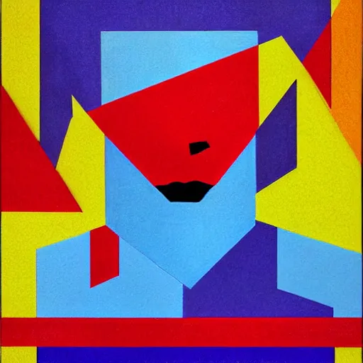 Image similar to Geometrical Suprematism art of a portrait of Saul Goodman