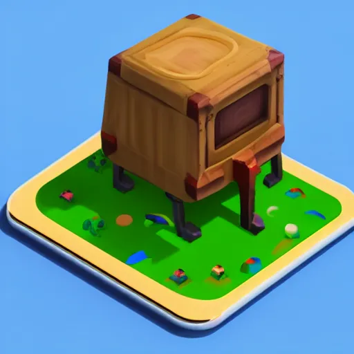 Prompt: a cute object of the pc monitor, mobile game, isometric art, centralised, mohamed chahin, blender cycles render, solid colours material, no background and shadows