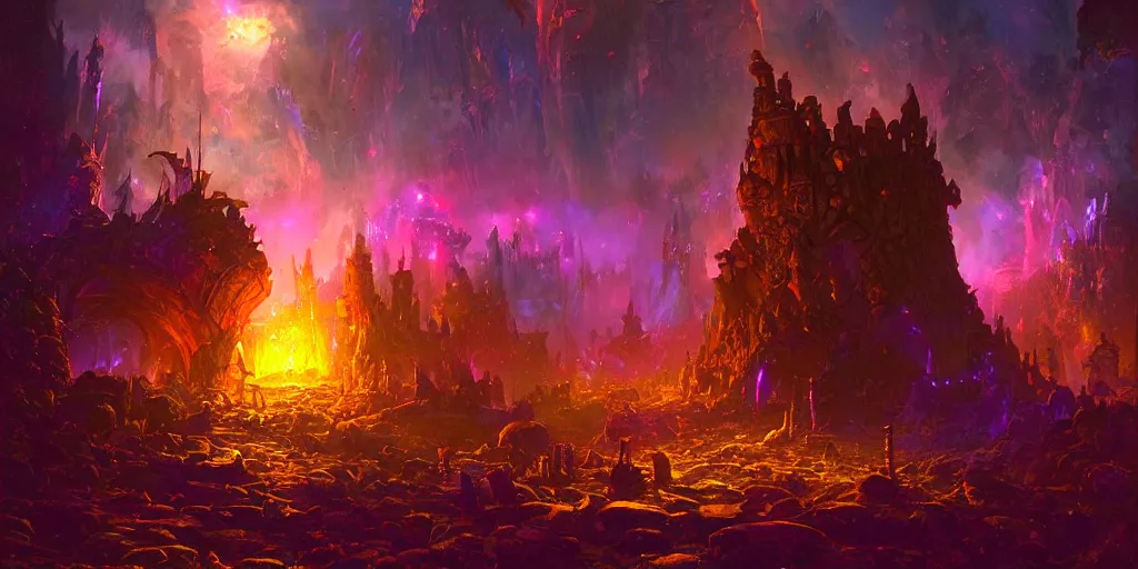 Image similar to fantasy world portal by Paul Lehr dramatic lighting, cinematic establishing shot, extremely high detail, photorealistic, cinematic lighting