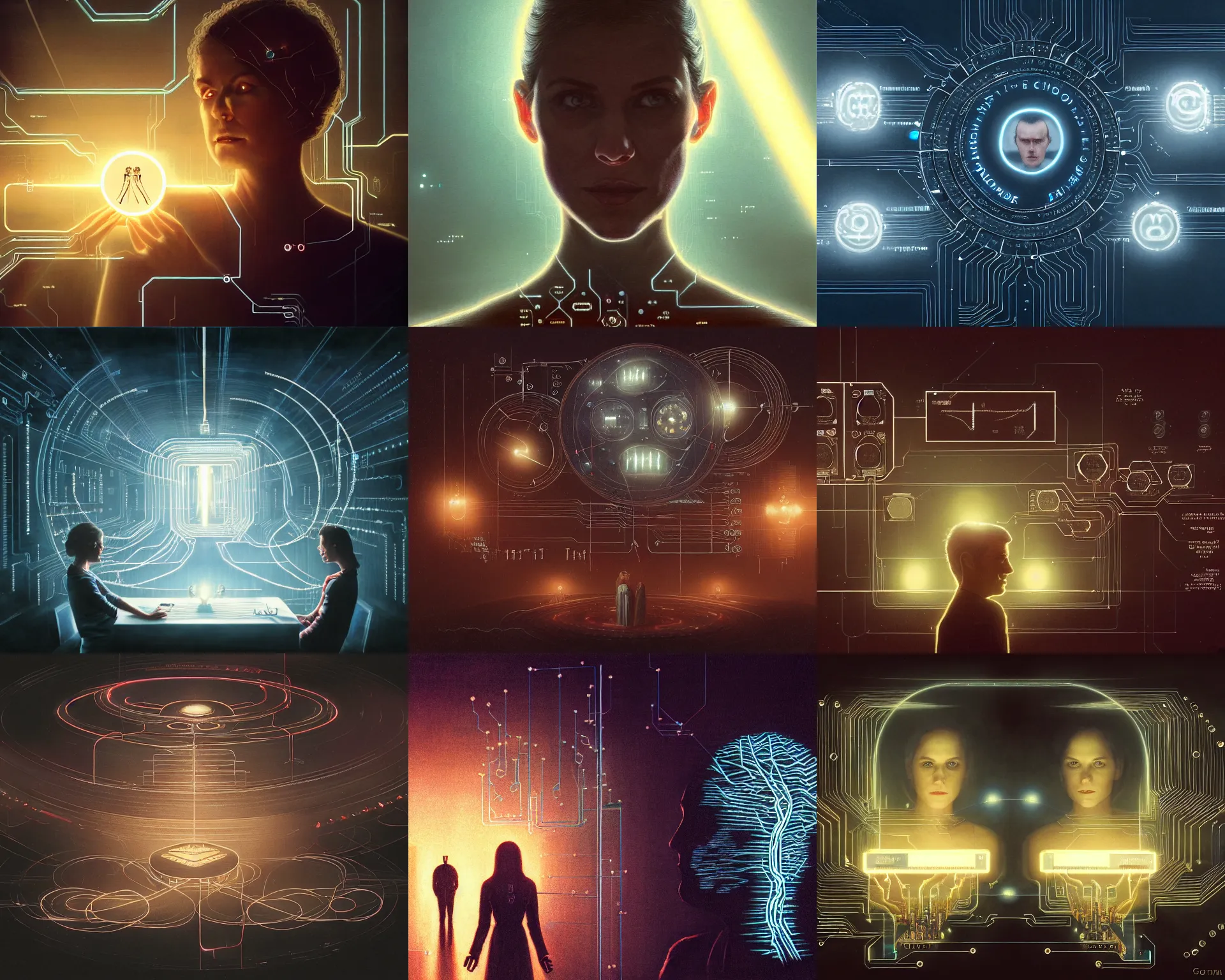 Prompt: 5 5 mm portrait photo of communion circuits ; mind links ; thousand - cycle communications - and - relay forms.. 8 0 s atmosphere. art by greg rutkowski. highly detailed 8 k. intricate. lifelike. soft light. nikon d 8 5 0.