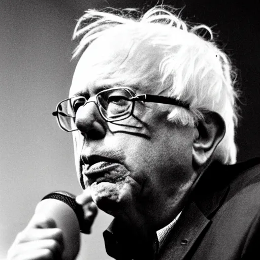 Prompt: Bernie Sanders as a glam rock god