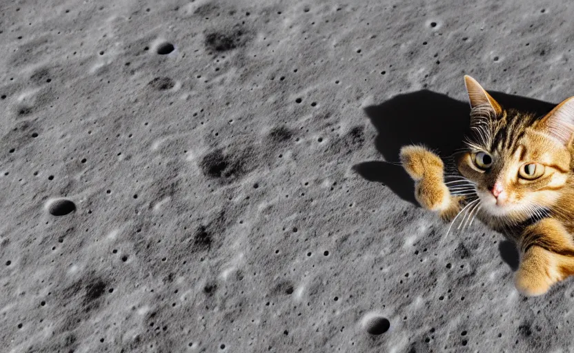 Prompt: a cat sitting on the surface of the moon, Photo, 4k, High definition, ultra realistic, 35mm