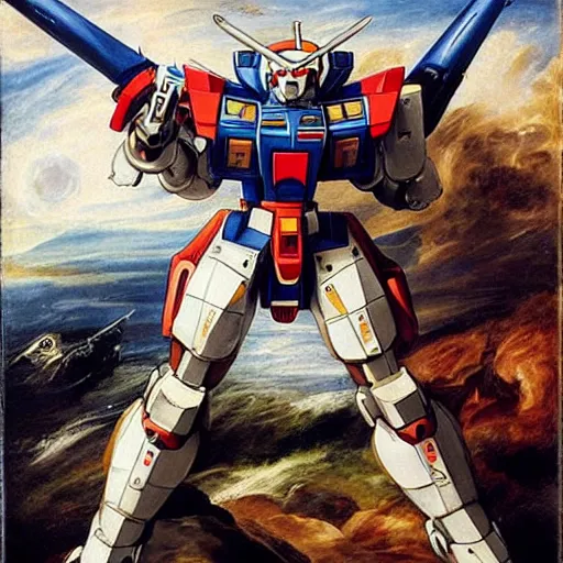 Image similar to peter paul rubens as consequences of wars with mecha gundam invited, random content position, delete duplicate content, photorealistic details content, human face content detailed, incrinate, masterpiece, ultra detailed human structures.