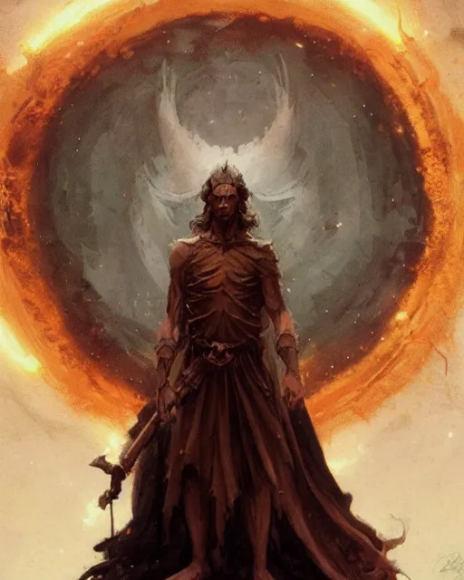 Image similar to a druid standing in a circle at the beginning of the world by greg rutkowski and frank frazetta and peter mohrbacher and william blake and ruan jia