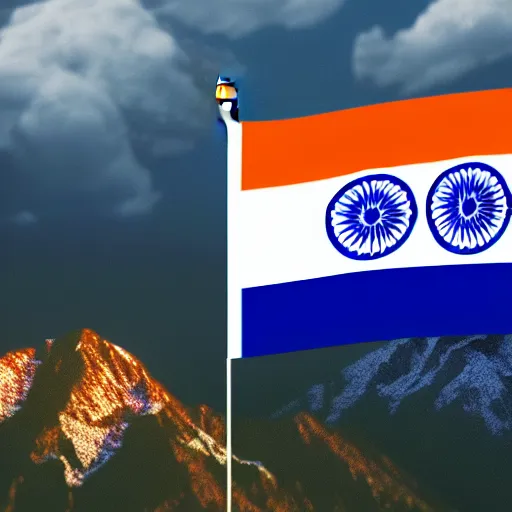 Prompt: highly detailed photo of indian flag hosting on mountain, hyper realistic, art by greg rutsowski, concept art, 8 k detail post - processing