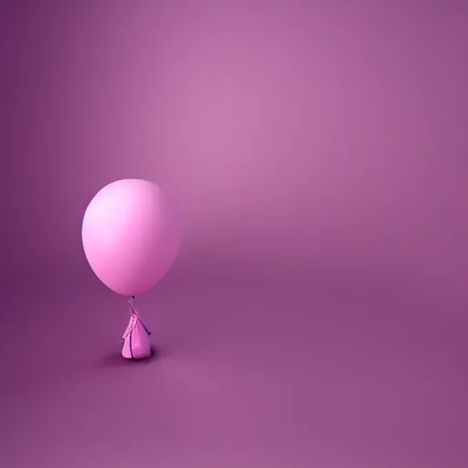 Image similar to 3D render of a pink balloon dog in a violet room