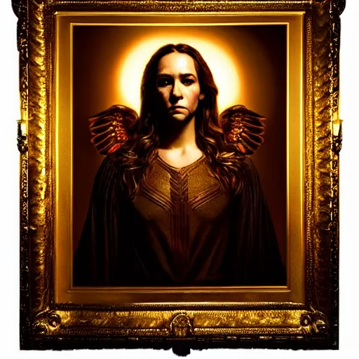 Image similar to majestic gracious regal archangel michael portrait, atmospheric lighting, painted, menacing, intricate, volumetric lighting, beautiful, rich deep colours masterpiece, golden hour, sharp focus, ultra detailed, by leesha hannigan, ross tran, thierry doizon, kai carpenter, ignacio fernandez rios