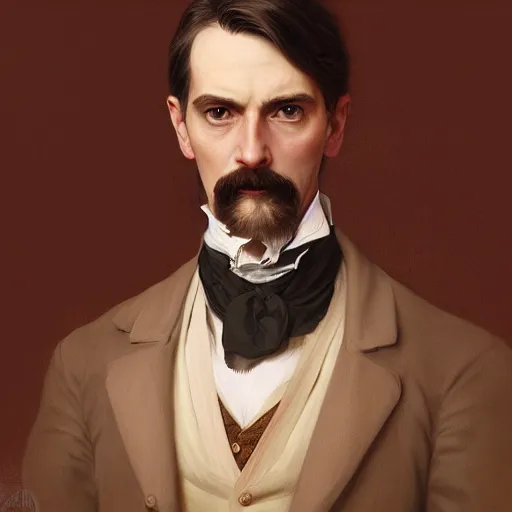 Image similar to portrait of a victorian gentleman with a monocle, fantasy, intricate, elegant, highly detailed, digital painting, artstation, concept art, smooth, sharp focus, illustration, art by artgerm and greg rutkowski and alphonse mucha