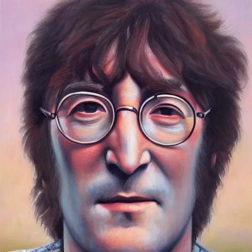 Image similar to A portrait of John Lennon, oil painting, majestic, detailed, high resolution