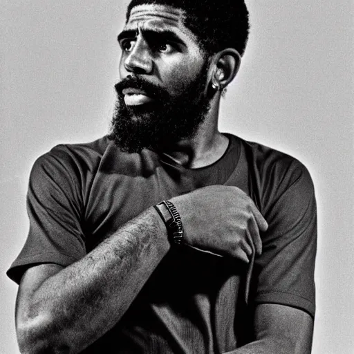 Image similar to portrait of kyrie irving, kyrie irving as che guevara, heroico, black and white, photograph by alberto korda, inspiring, dignifying, national archives