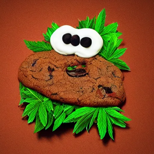 Image similar to !!! cookie monsta!!! made of weed buds eating a cookie photography portrait stylised jonathan zawada soft lighting