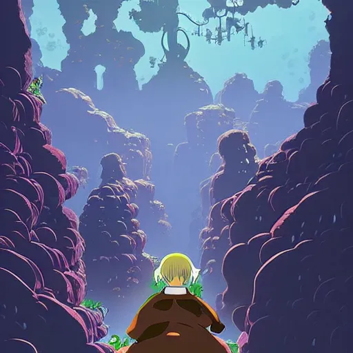 Image similar to made in abyss, animated film, stylised, illustration, by eyvind earle, scott wills, genndy tartakovski