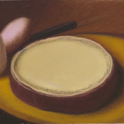 Prompt: beautuful pastel of a camembert in nyc, style of sempe,