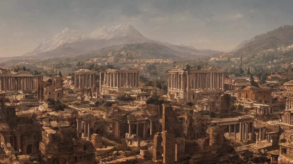 Prompt: Trending on artstation, ancient Rome, detailed matte painting, oil on canvas