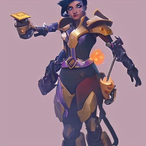 Prompt: a magic mechanic using magic powers to rebuild and restore a planet. overwatch character, concept art, character design, artstation trending, by rossdraws, wlop, greg rutkowski, greg manchess