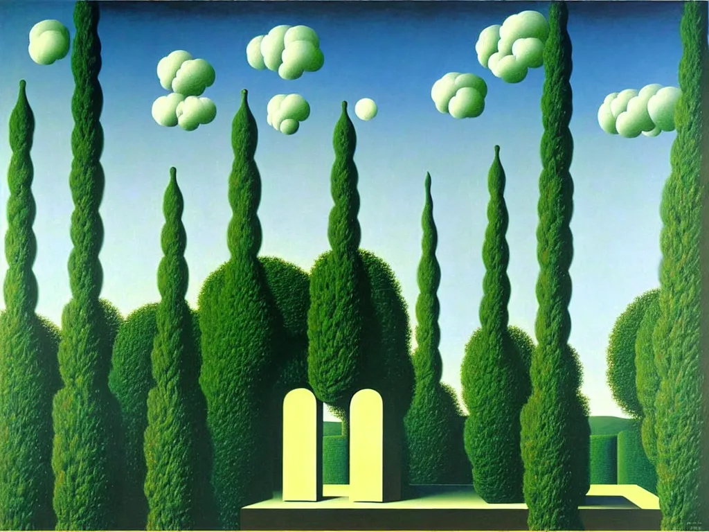 Image similar to liminal space painted by René Magritte, surreal painting, architectural painting