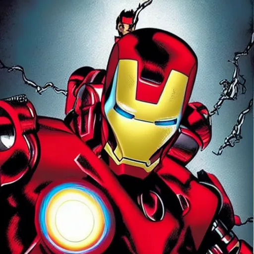 Prompt: Black Sabbath's Iron Man meets Marvel's Iron Man