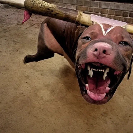 Prompt: grinning pit bull barbarian.