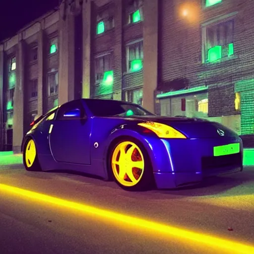 Image similar to a neon glowing nissan 3 5 0 z