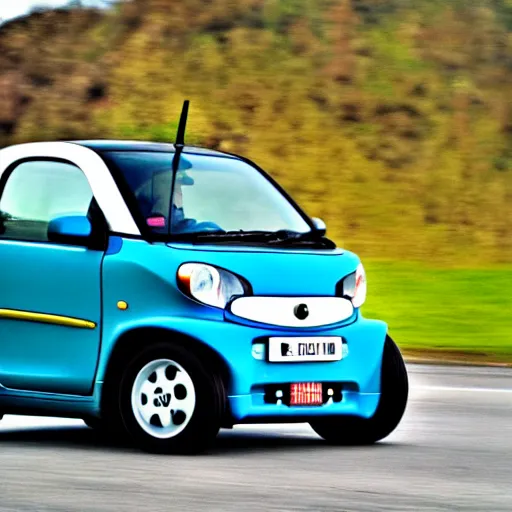 Image similar to mao zedong driving a smart car, 4 k, hyper realistic, dslr, high resolution, landscape, beautiful