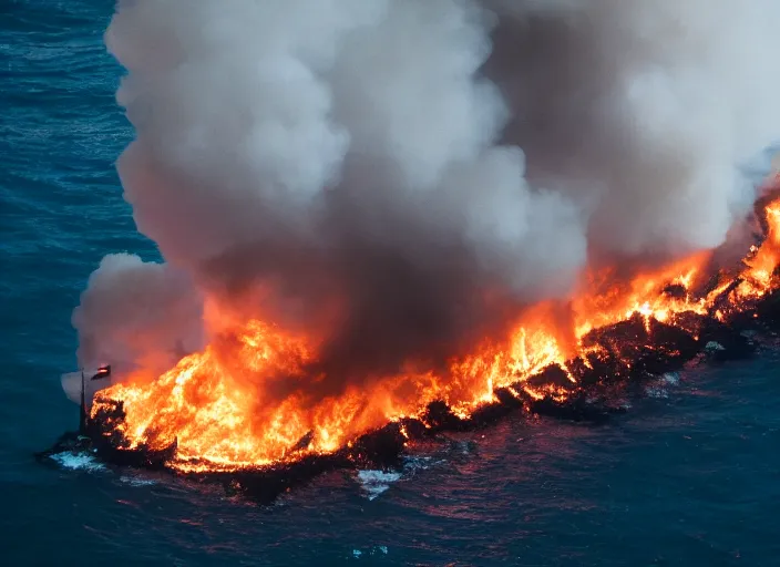 Image similar to dslr photo still of a house on fire at the bottom of the ocean, 8 5 mm f 1. 8