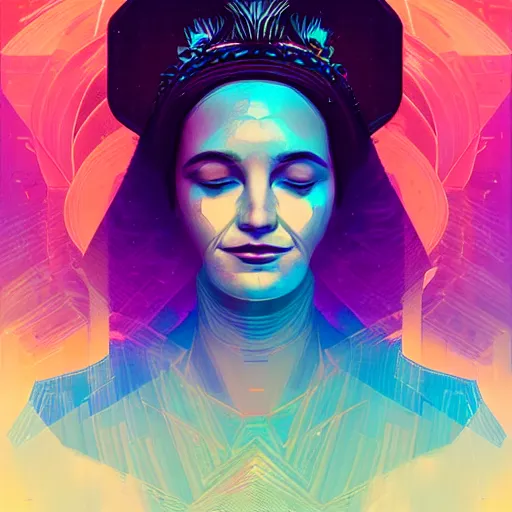 Image similar to a portrait of a goddess by Petros Afshar and Beeple